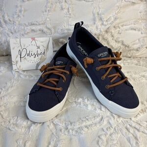 Sperry Navy Canvas Lace-Up Sneakers | Memory Foam | Women’s 7.5